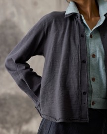 Grey Rough Edged Button Up Knit - Women