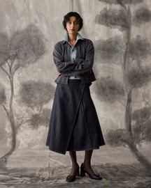 Grey Rough Edged Button Up Knit - Women