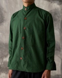 Green Linen Work Shirt - Men