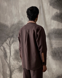 Linen Overshirt - Brown and Peach - Men