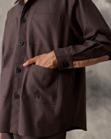 Linen Overshirt - Brown and Peach - Men