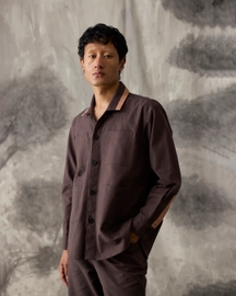 Linen Overshirt - Brown and Peach - Men