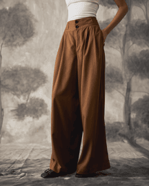 Brown Tencel Baggy Pants - Women