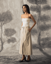 Beige Twill Skirt - Women