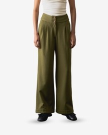 Knit Flared Pants - Green - Women