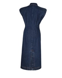 Denim Power Shoulder Button Down Dress