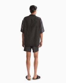 Black Camp Collor Half Sleeves Shirt