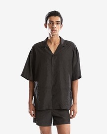 Black Camp Collor Half Sleeves Shirt