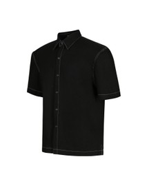 Black Denim Powershoulder Shirt