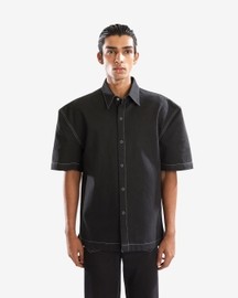 Black Denim Powershoulder Shirt