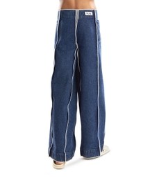 Dark Blue Wash Square Waist Denim Pants