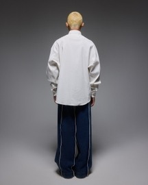 Drop Shoulder White White Crepe Shirt