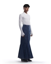 Denim Paneled Skirt