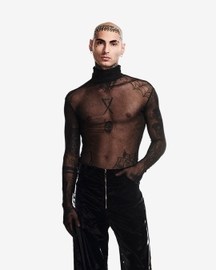 Sheer Mesh Turtle Neck Top