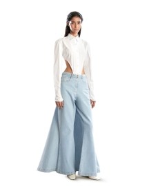 Blue Denim Skirt Pants