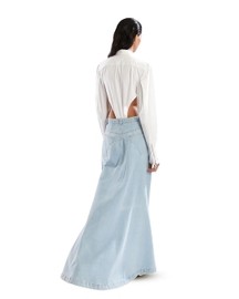 Blue Denim Skirt Pants