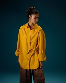 Side Tie Contrast Shirt