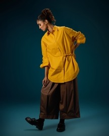 Side Tie Contrast Shirt