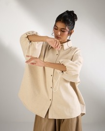 Rouche Sleeve Shirt Jacket