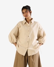 Rouche Sleeve Shirt Jacket