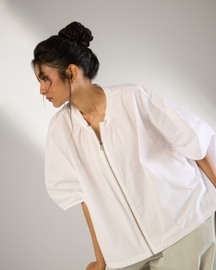 Zipper Drop Shoulder Shirt