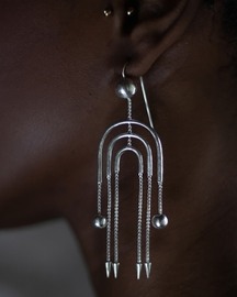 Deco Silver Flapper Earring
