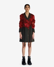 Red Map Embroidery Coat Dress