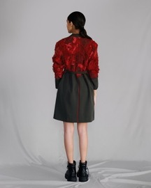 Red Map Embroidery Coat Dress