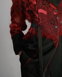 Red Map Embroidery Coat Set