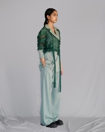 Green Map Embroidery Coat Set