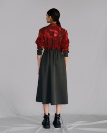 Red Map Embroidery Long Dress