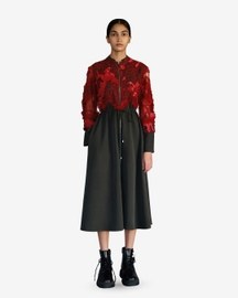 Red Map Embroidery Long Dress