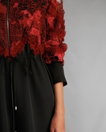 Red Map Embroidery Long Dress