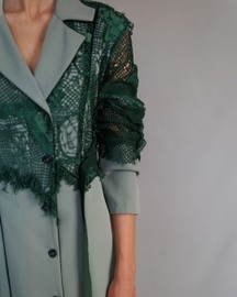 Green Map Embroidery Coat Dress