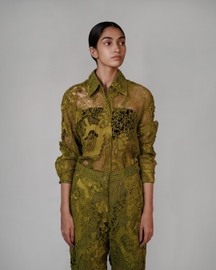 Yellow Map Embroidery Shirt Pant