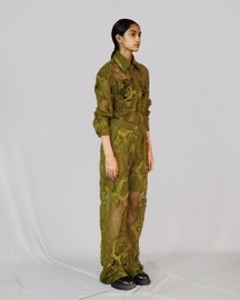 Yellow Map Embroidery Shirt Pant