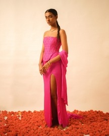 Falak I - Dusty Pink Silk Tube Corset