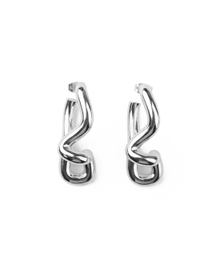 Freeform Pearl Drop Silver Hoops