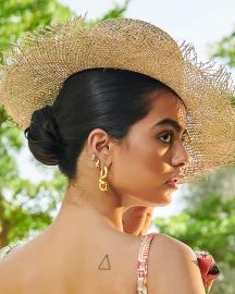 Freeform Pearl Drop Gold Hoops