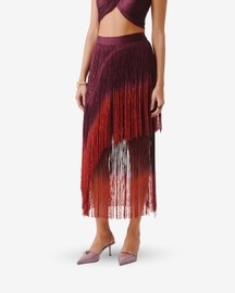 Burnt Wine Fringe Skirt