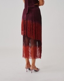 Burnt Wine Fringe Skirt