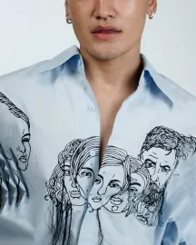 Handcrafted Diversity Stream Shirt(Powder Blue)