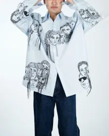 Handcrafted Diversity Stream Shirt(Powder Blue)