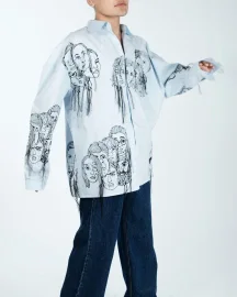 Handcrafted Diversity Stream Shirt(Powder Blue)