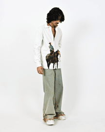 Straight Fit Printed Cotton Shirt