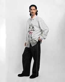 Oversized Unisex Pinstriped Cotton Shirt