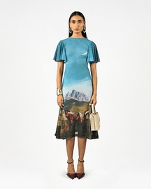 Sculpted Horse Grazing Landscaped Lycra Dress