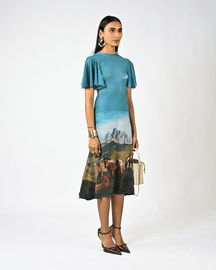 Sculpted Horse Grazing Landscaped Lycra Dress