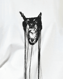 Hand-embroidered Canine Top With Hanging Silk Threads (Women's) - White