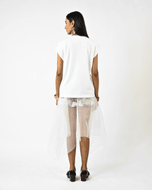 Hand-embroidered Canine Top With Hanging Silk Threads (Women's) - White